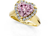 Yellow gold Fancy Pink Heart  Cut Halo Solitaire Engagement Ring with Square Band and Four-Prong Setting_68