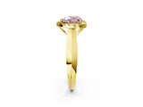 Yellow gold Fancy Pink Heart  Cut Halo Solitaire Engagement Ring with Square Band and Four-Prong Setting_69