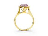 Yellow gold Fancy Pink Heart  Cut Halo Solitaire Engagement Ring with Square Band and Four-Prong Setting_70