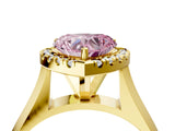 Yellow gold Fancy Pink Heart  Cut Halo Solitaire Engagement Ring with Square Band and Four-Prong Setting_71