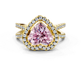 Yellow gold Fancy Pink Heart  Cut Halo Split Shank Pave Set Ring_62
