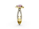Yellow gold Fancy Pink Heart  Cut Halo Split Shank Pave Set Ring_64