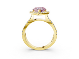 Yellow gold Fancy Pink Heart  Cut Halo Split Shank Pave Set Ring_65