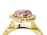 Yellow gold Fancy Pink Heart  Cut Halo Split Shank Pave Set Ring_66