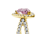 Yellow gold Fancy Pink Heart  Cut Halo Split Shank Pave Set Ring_67