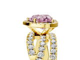 Yellow gold Fancy Pink Heart  Cut Halo Split Shank Prong Setting Ring_17