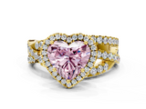 Yellow gold Fancy Pink Heart  Cut Halo Split Shank Prong Setting Ring_53