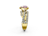 Yellow gold Fancy Pink Heart  Cut Halo Split Shank Prong Setting Ring_55