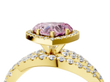 Yellow gold Fancy Pink Heart  Cut Halo Split Shank Prong Setting Ring_57