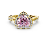 Yellow gold Fancy Pink Heart  Cut Halo Twisted Band Four-Prong Ring_20