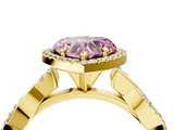 Yellow gold Fancy Pink Heart  Cut Halo Twisted Band Four-Prong Ring_24