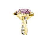 Yellow gold Fancy Pink Heart  Cut Halo Twisted Band Four-Prong Ring_25