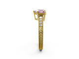 Yellow gold Fancy Pink Heart  Cut Milgrain Channel Set Engagement Ring with Solitaire Prong Setting_81