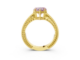 Yellow gold Fancy Pink Heart  Cut Milgrain Channel Set Engagement Ring with Solitaire Prong Setting_82