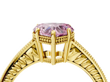 Yellow gold Fancy Pink Heart  Cut Milgrain Channel Set Engagement Ring with Solitaire Prong Setting_83
