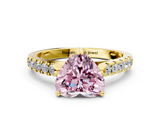 Yellow gold Fancy Pink Heart  Cut Pavé Band Solitaire Ring with Four-Prong Setting_24
