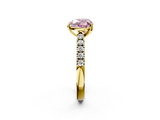 Yellow gold Fancy Pink Heart  Cut Pavé Band Solitaire Ring with Four-Prong Setting_26