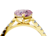 Yellow gold Fancy Pink Heart  Cut Pavé Band Solitaire Ring with Four-Prong Setting_28