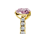 Yellow gold Fancy Pink Heart  Cut Pavé Band Solitaire Ring with Four-Prong Setting_29