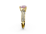 Yellow gold Fancy Pink Heart  Cut Pave Diamond Engagement Ring with Channel Set Band and Four-Prong Setting_22