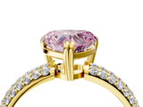 Yellow gold Fancy Pink Heart  Cut Pave Diamond Engagement Ring with Channel Set Band and Four-Prong Setting_24