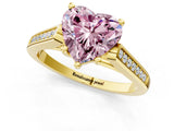 Yellow gold Fancy Pink Heart Cut Solitaire Cathedral Diamond Engagement Ring with Channel-Set Band and Four-Prong Setting_4