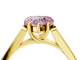 Yellow gold Fancy Pink Heart Cut Solitaire Cathedral Diamond Engagement Ring with Channel-Set Band and Four-Prong Setting_7