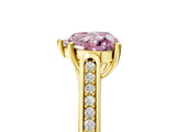 Yellow gold Fancy Pink Heart Cut Solitaire Cathedral Diamond Engagement Ring with Channel-Set Band and Four-Prong Setting_8