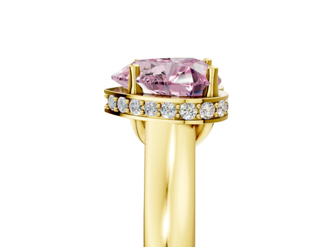 Yellow gold Fancy Pink Heart Cut Solitaire Diamond Engagement Ring with Four-Prong Setting and Tapered Band_5
