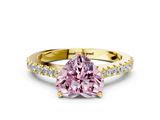 Yellow gold Fancy Pink Heart  Cut Solitaire Diamond Engagement Ring with Pave Band and Four-Prong Setting_146