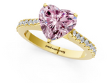 Yellow gold Fancy Pink Heart  Cut Solitaire Diamond Engagement Ring with Pave Band and Four-Prong Setting_147