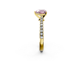 Yellow gold Fancy Pink Heart  Cut Solitaire Diamond Engagement Ring with Pave Band and Four-Prong Setting_148