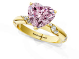 Yellow gold Fancy Pink Heart Cut Solitaire Diamond Engagement Ring with Twisted Pave Band and Four-Prong Setting_4