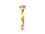 Yellow gold Fancy Pink Heart Cut Solitaire Diamond Engagement Ring with Twisted Pave Band and Four-Prong Setting_5