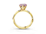 Yellow gold Fancy Pink Heart Cut Solitaire Diamond Engagement Ring with Twisted Pave Band and Four-Prong Setting_6