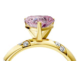 Yellow gold Fancy Pink Heart Cut Solitaire Diamond Engagement Ring with Twisted Pave Band and Four-Prong Setting_7