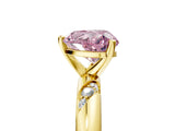 Yellow gold Fancy Pink Heart Cut Solitaire Diamond Engagement Ring with Twisted Pave Band and Four-Prong Setting_8
