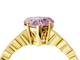 Yellow gold Fancy Pink Heart Cut Solitaire Diamond Ring with Infinity Twist Band and Four-Prong Setting_4