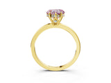 Yellow gold Fancy Pink Heart Cut Solitaire Diamond Ring with Prong Setting and Plain Band_3
