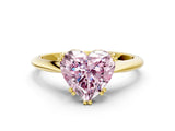 Yellow gold Fancy Pink Heart Cut Solitaire Diamond Ring with Six-Prong Setting and Classic Band_12