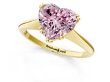 Yellow gold Fancy Pink Heart Cut Solitaire Diamond Ring with Six-Prong Setting and Classic Band_13