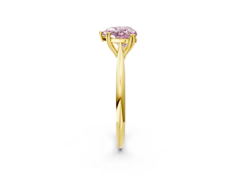 Yellow gold Fancy Pink Heart Cut Solitaire Diamond Ring with Six-Prong Setting and Classic Band_2