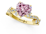 Yellow gold Fancy Pink Heart  Cut Solitaire Diamond Twisted Band with Pave Setting_52