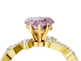 Yellow gold Fancy Pink Heart  Cut Solitaire Diamond Twisted Band with Pave Setting_55