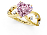 Yellow gold Fancy Pink Heart  Cut Solitaire Diamond with Side Stones on Criss-Cross Band and Four-Prong Setting_4