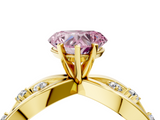 Yellow gold Fancy Pink Heart  Cut Solitaire Diamond with Side Stones on Criss-Cross Band and Four-Prong Setting_7