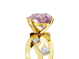 Yellow gold Fancy Pink Heart  Cut Solitaire Diamond with Side Stones on Criss-Cross Band and Four-Prong Setting_8