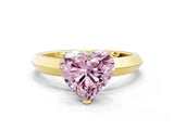 Yellow gold Fancy Pink Heart  Cut Solitaire Engagement Ring with Flat Band and Four-Prong Setting 1