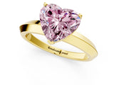 Yellow gold Fancy Pink Heart  Cut Solitaire Engagement Ring with Flat Band and Four-Prong Setting 2