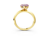 Yellow gold Fancy Pink Heart  Cut Solitaire Engagement Ring with Flat Band and Four-Prong Setting 4
